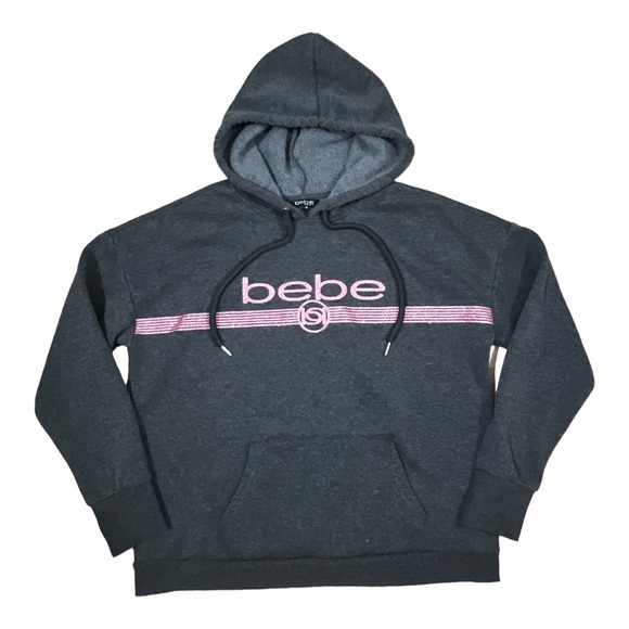 bebe | Tops | Bebe Small Grey Pink Glitter Hoodie Xl Gcx2 | Poshmark